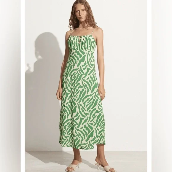 faithfull the brand green midi dress Pau Midi Dress Green